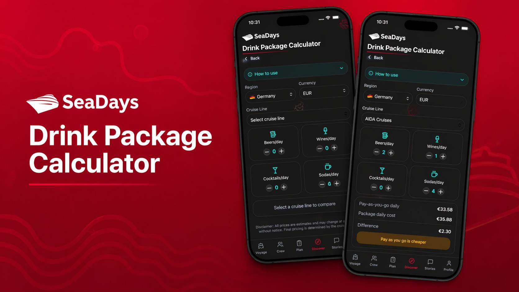 Using the SeaDays drink package calculator